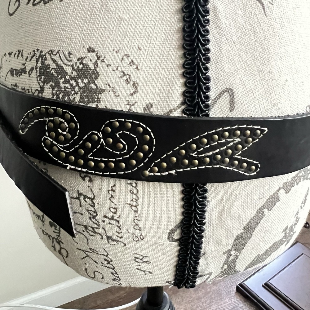 Old Navy Leather Belt Stitch Stud Detail Large Black Western Festival Boho